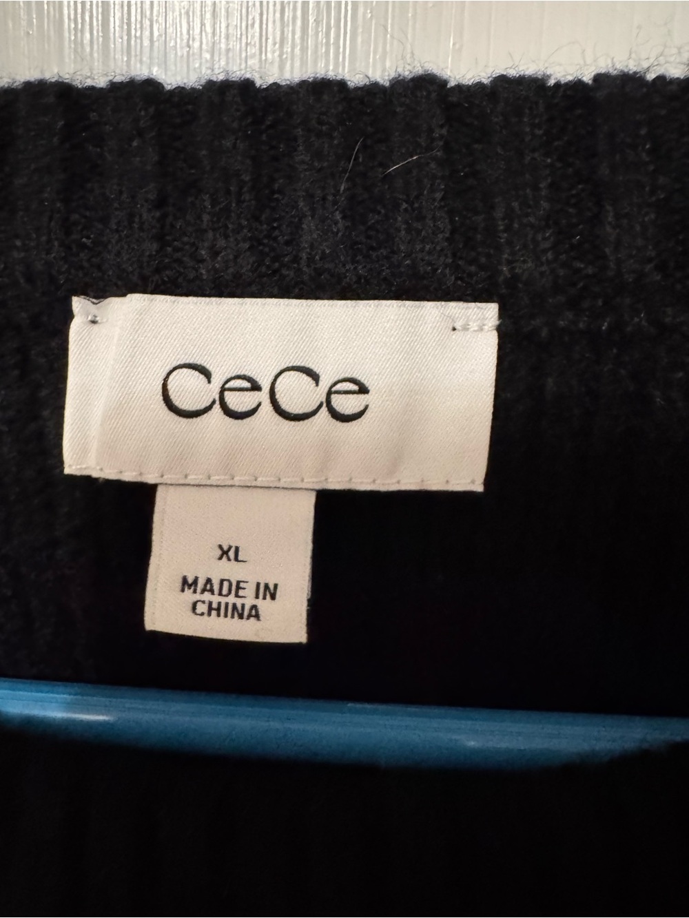CeCe Black Crewneck Sweater with Crystal Bow Accent - Picture 3 of 5